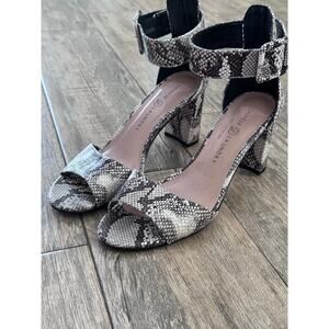 Chinese Laundry Women's Snake  Print Rumor Ankle Strap Heeled Sandals Size 8.5M